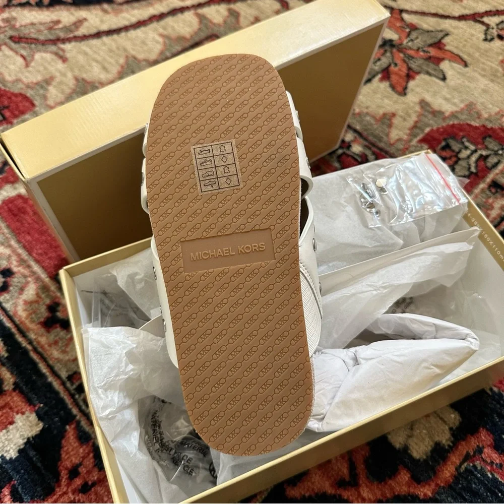NWT Michael Kors Irene Studded Leather Flat Sandal